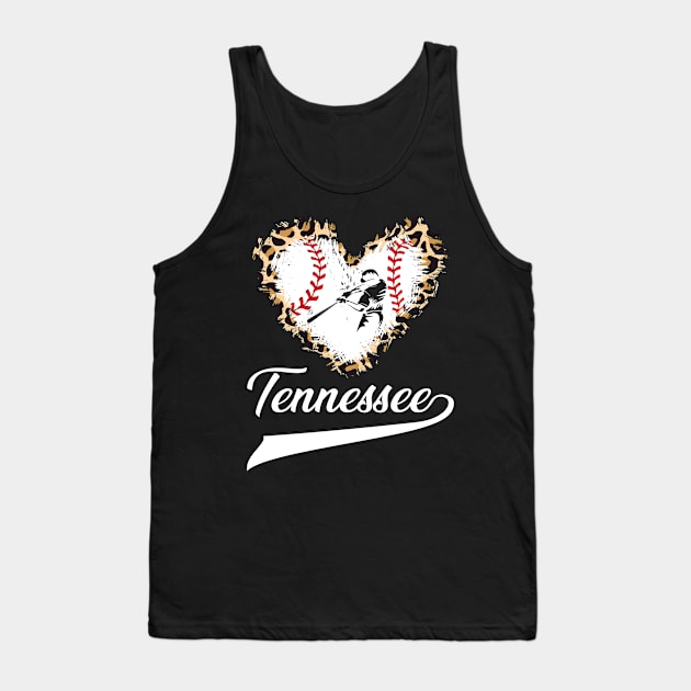 Tennessee Souvenir Baseball Leopard Heart I Love Tennessee Tank Top by Jhon Towel